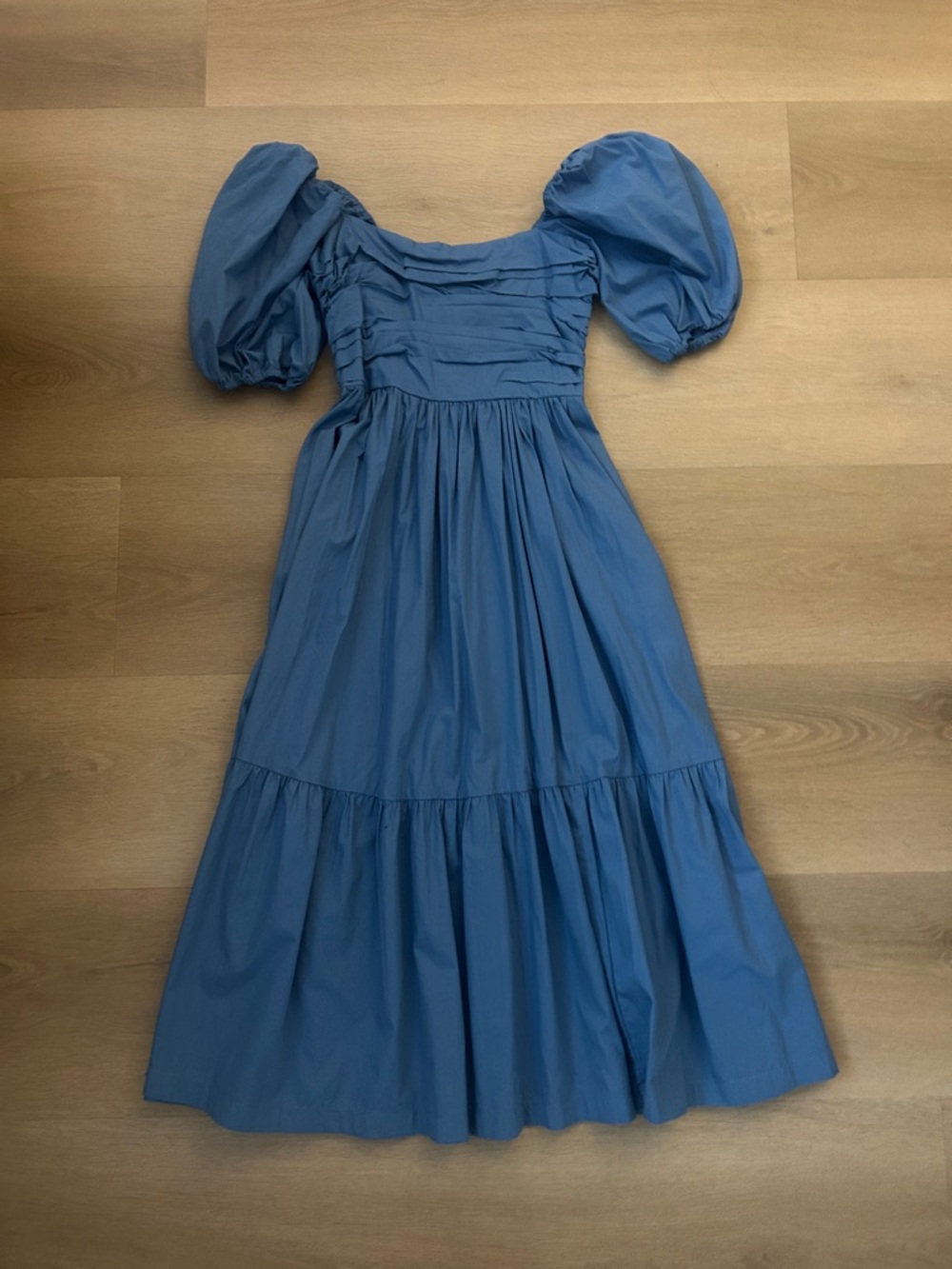 Abercrombie & Fitch Blue Puff-Sleeve Maxi Dress